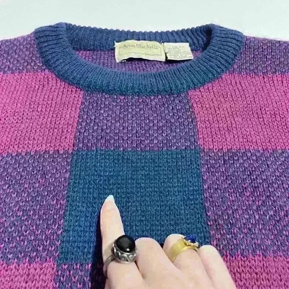Vintage Brian MacNeil Sportswear Mens Checker Knit Crew Neck Sweater Size 2XL - Picture 8 of 9